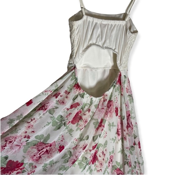 crochet top Hi-lo floral handkerchief dress with back cut out retro y2k - Picture 6 of 11